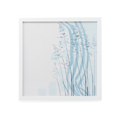 20" Square Light Blue Abstract Flowers I Framed Wall Art