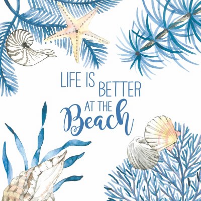 5" Square Life Is Better At The Beach Beverage Napkin