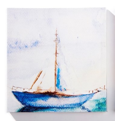12" Square Single Mast Sailboat Canvas Wall Art