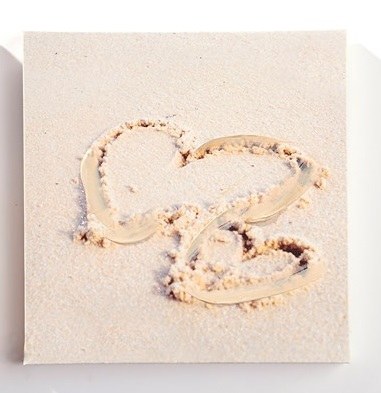 8" Square Hearts in the Sand Canvas Wall Art