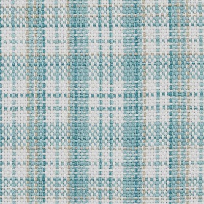 13" x 36" White and Turquoise Plaid Relaxed Retreat Table Runner