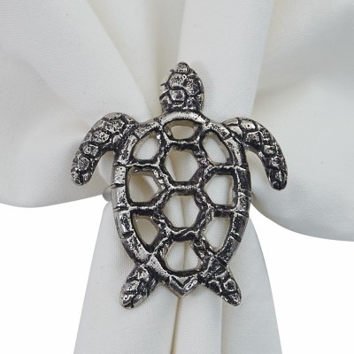 Silver Sea Turtle Openwork Napkin Ring