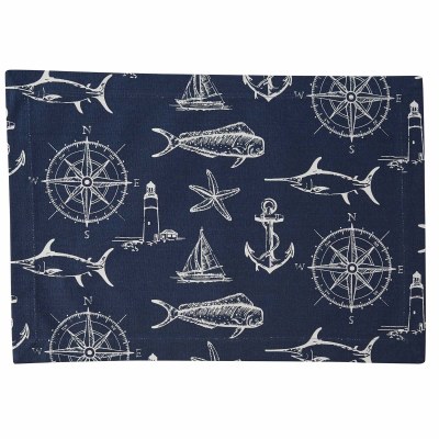 13" x 19" Navy and White Captain's Quarters Placemat
