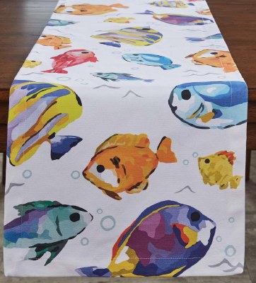 15" x 72" Multicolor Fish Below the Sea Table Runner