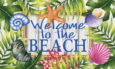 18" x 30" Welcome to the Beach Shell and Palm Doormat