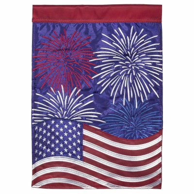 18" x 13" Mini Red, White, and Blue Fireworks Flag Garden Flag