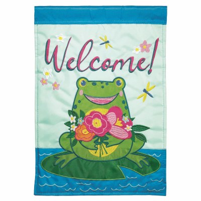 18" x 13" Mini Welcome Frog Garden Flag