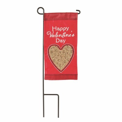 9" x 4" Happy Valentine's Day Garden Flag With Pole