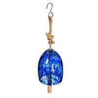 8" Dark Blue Speckled Glass and Wood Wind Chime