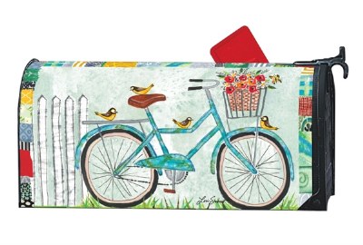 7" x 19" Turquoise Bike Enjoy the Ride Mailbox Cover