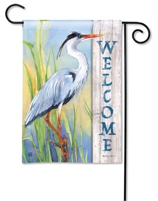 13" x 18" Mini Blue Heron Welcome Garden Flag