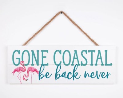 7" x 20" Gone Coastal Wall Plaque With Jute String