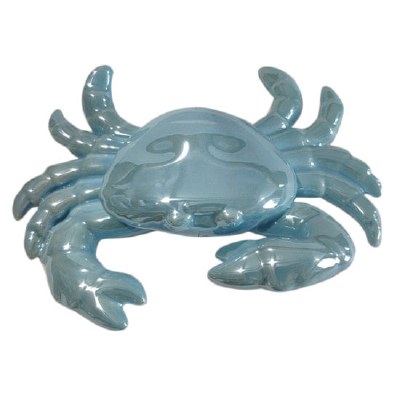 7" Light Blue Ceramic Crab Figurine