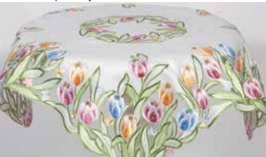 16" x 36" Multicolor Tulips on White Cutout Table Runner