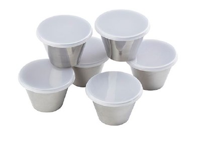 Set of 6 5 oz Stainless Steel Dip Cups With Lids