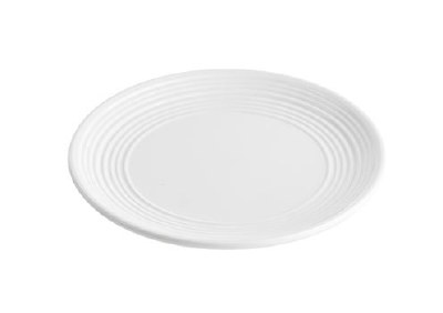 6" Round White Melamine Ribbed Edge Plate