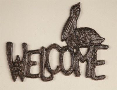 9" Cast Iron Pelican Welcome Plaque