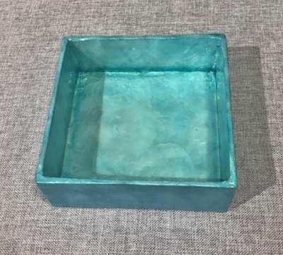 7" Square Blue Capiz Lunch Napkin Holder