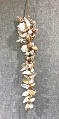 32" Assorted Large White Shells on Abaca Rope Strand