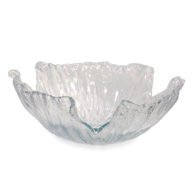 18" Round Clear Speckled Snowflake Murano Glass Centerpiece Bowl