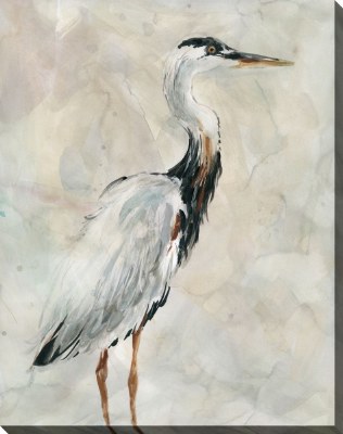 60" x 38" White Crane at Dusk I Canvas Wall Art