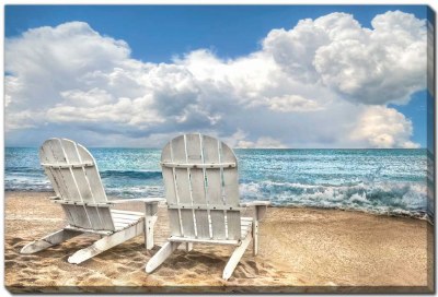 38" x 60" Beach Chairs Island Attitude Canvas Wall Art