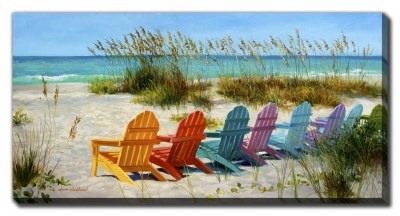 30" x 60" Multicolor Adirondack Chairs Canvas Wall Art