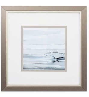 11" Square Right Cresting Wave in Silver Frame Under Glass
