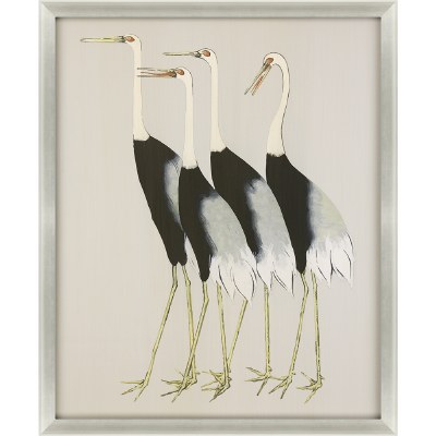 52" x 42" Black and Tan Flock Together Wall Art in Silver Shadow Box Frame