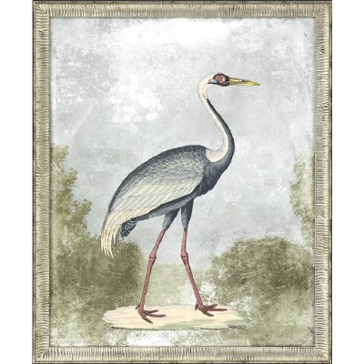 33" x 27" Yellow Beak Blue Crane Wall Art in Silver Frame Under Glass