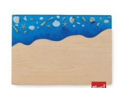 10" x 14" Blue Resin and Wood With Shells Sanibel Serving Board
