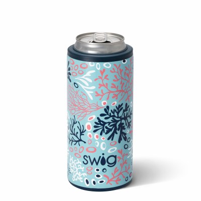 12 oz Swig Coral Me Crazy Insulated Skinny Can Cooler