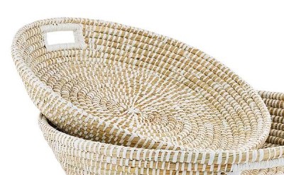 22" Round Woven Seagrass Tray With Handles by Mud Pie