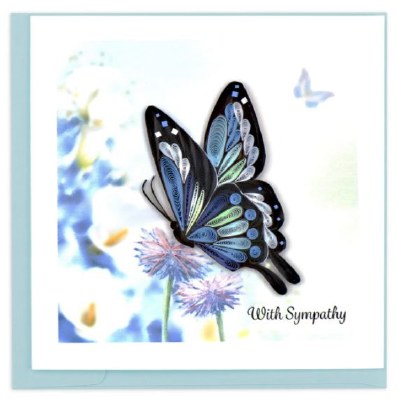 6" Square Quilling Sympathy Butterfly Greeting Card