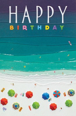 8" x 5" Beach Bird's Eye View Birthday Card