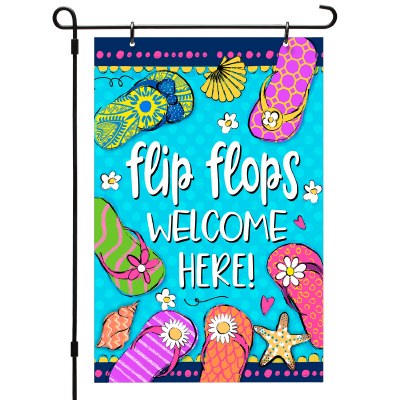 13" x 18" Multicolor Flip Flops Welcome Here Mini Garden Flag