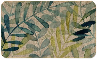 18" x 30" Green and Beige Gossamer Palm Floor Doormat