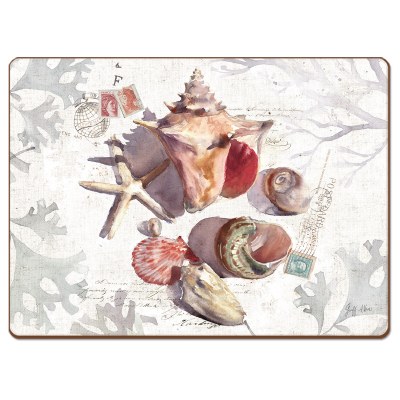 12" x 16" White and Tan Sundrenched Shells Hardboard Placemat