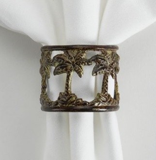 2" Round Verdigris Palm Trees Napkin Ring