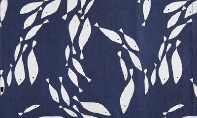 13" x 19" Navy With White School of Fish Fabric Placemat