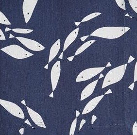 20" Square Navy With White School of Fish Fabric Napkin