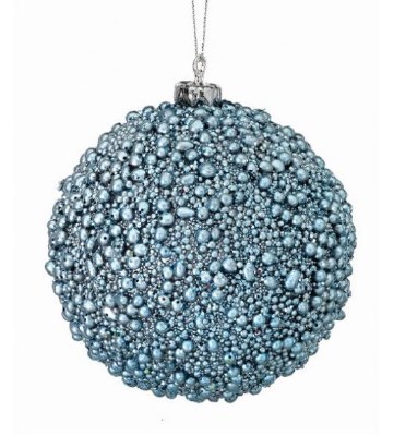 4" Metallic Blue Beaded Ball Ornament