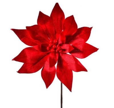 20" Red Velvet Pearl Center Poinsettia Stem