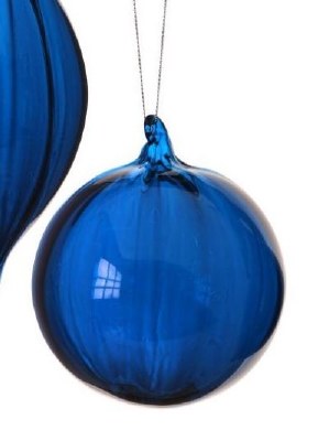 4" Round Midnight Blue Glass Ornament