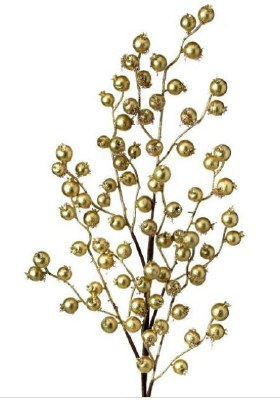 26" Faux Gold Metallic Berry With Tinsel Spray