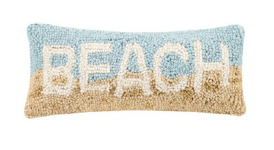 5" x 12" Multicolor Beach Hooked Pillow