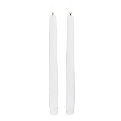 Set of 2 11" White LED 3D Flame Taper Candles by Uyuni