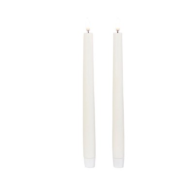 Set of 2 11" Ivory LED 3D Flame Taper Candles by Uyuni