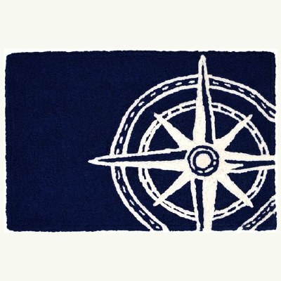 20" x 30" Navy and White Compass Rose Rug