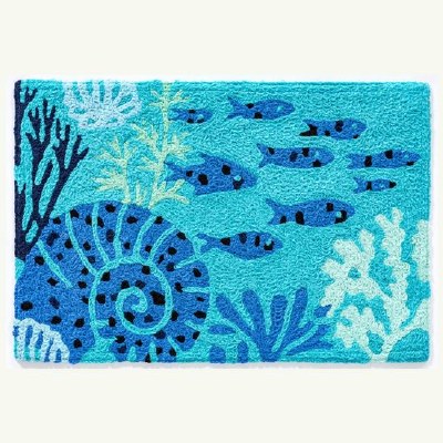 20" x 30" Aquamarine Fish and Coral Rug